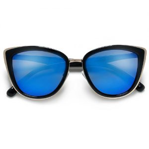 Blue Mirrored Cat Eye Sunglasses