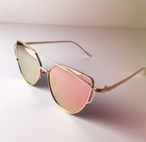 Mirrored-Cat Eye Sunglasses Rose Gold
