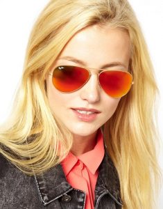 Orange Mirrored Aviator Sunglasses