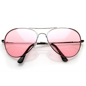 Pink Tinted Aviator Sunglasses