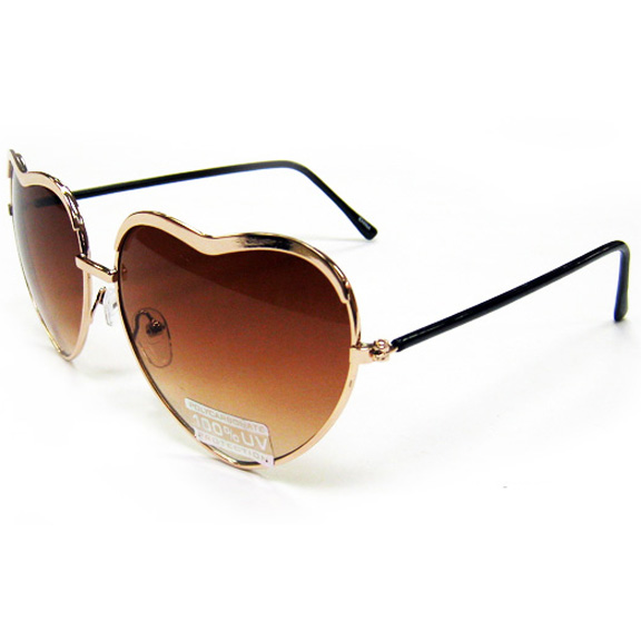 gold heart shaped sunglasses