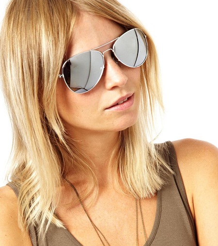 Large Cat Eye Metal Aviator Sunglasses – Chrome Silver Mirror Lens, Women's Fashion, 100% UV, Style 7751